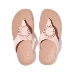 FitFlop LULU CRYSTAL-CIRCLET LEATHER TOE-POST SANDALS